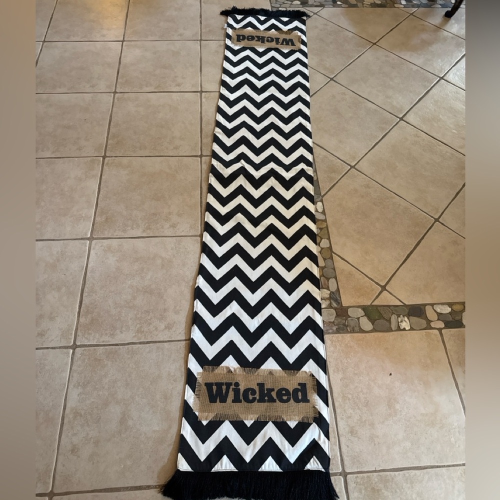 Halloween Table Runner “Wicked” Hallows Eve Chevron 77x13